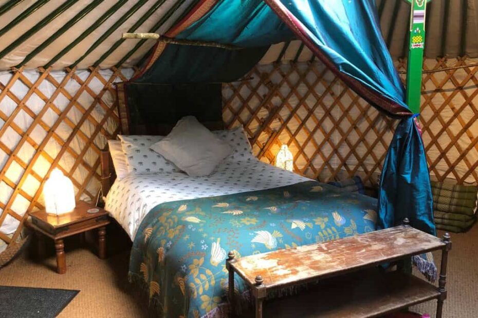 Stunning King size bed in yurt